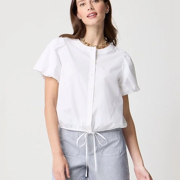 NWT J. Crew factory Puff-sleeve tie-waist top in white size Small - Picture 8 of 8